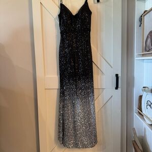 Jovani Stunning and Elegant Black and Silver Sequin Prom Dress Size 12
